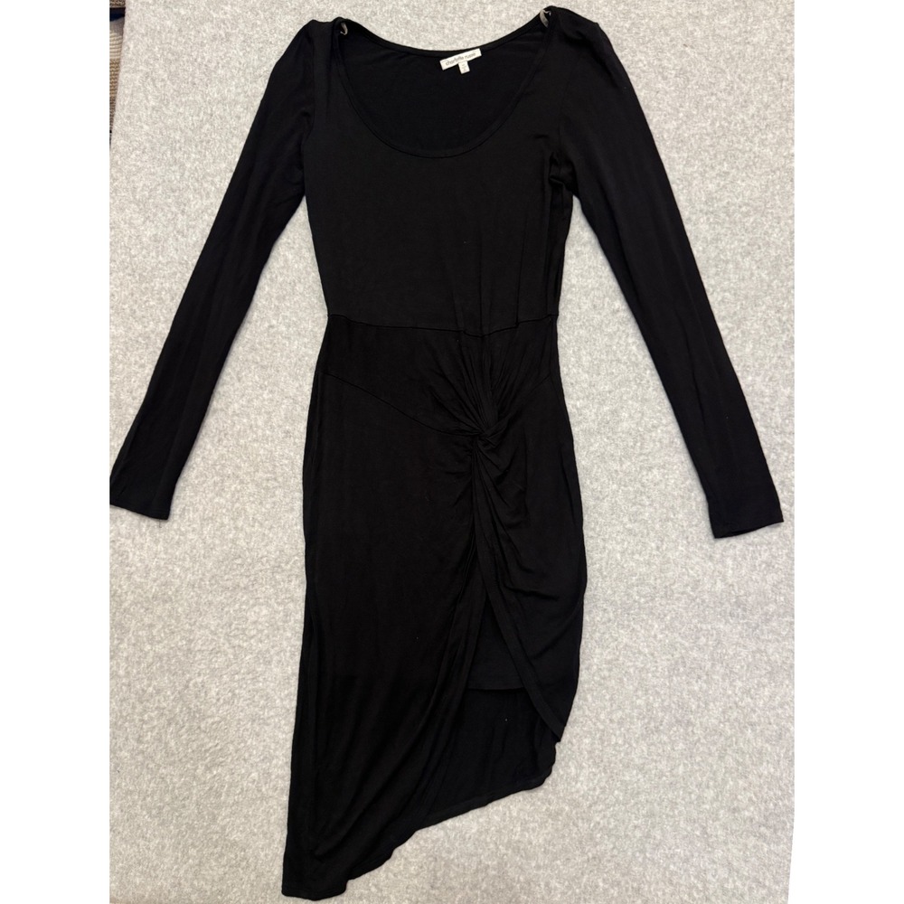 Vintage Y2K  Charlotte Russe Black Long Sleeve Twist Front Asymmetric Dress M